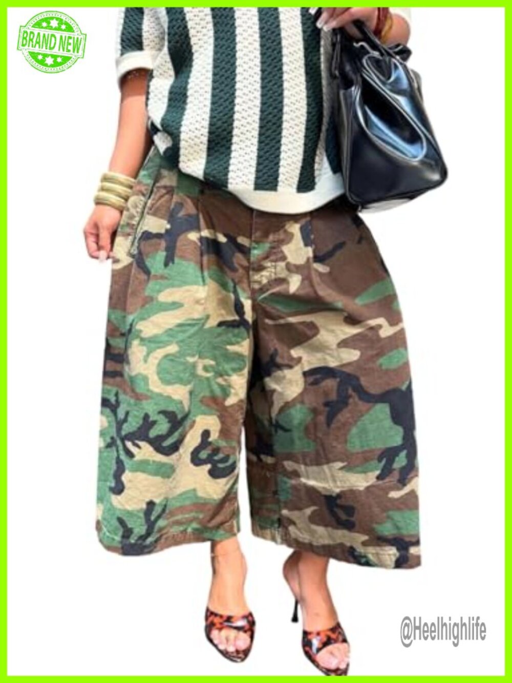 Cargo Pants Women Baggy High Waist Capris Camouflage Army Fatigue Cropped